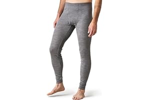 LAPASA Męskie kalesony termiczne ze 100% wełny z merynosów, wełna premium, bielizna termiczna, ciepła/bardzo ciepła (M30/M68), szary melanżowy (ciepły), XL