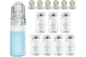 LAZZYBEAUTY Microneedling Système de perfusion Micro Microneedle avec Hydra Roller 0,25 mm, 6 aiguilles de rechange et 7 ampoules de sérum anti-âge 5 ml, traitement anti-âge