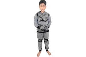 biyya® Boys Tracksuit Activewear 2 Piece Kids Fleece Pull Over Hoodie and Joggers Camouflage Contrast Tracksuit Set 5-14 Years