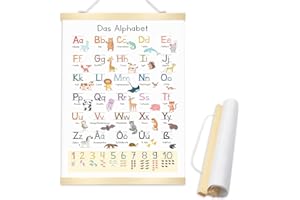 Rwbimti ABC Poster für Kinder 30x40 cm,Alphabet Zahlen Lernposter für Einschulung Geschenk,Anlauttabelle und Alphabet für Kinder,Kinderzimmer für Kindergarten, Vorschule, Grundschule