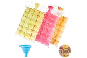 HICOOSEE Woreczki na Kostki Lodu, 100 Sztuk, z Mini Lejkiem, Wykonane z Plastiku Spożywczego