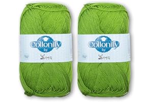 Cottonify DK Weight Pack of 2 100% Combed Cotton Mercerized Crochet and Knitting Yarn| 4Ply DK Medium Weight | Gassed & Mercerized Ne 6/4 Soft Yarn – 186 Yd 100 Grams per Ball (2, Bright Green 256)
