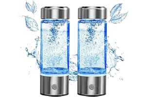 YTYOMUR Tazza Ricca di Idrogeno, 430 ml Portatile Bottiglia Acqua All'idrogeno, Generatore Acqua Idrogeno con Tecnologia PEM e SPE, Bottiglia di Vetro Antiossidante per Casa, Viaggi, Ufficio (2 pz)