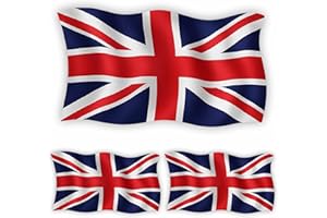 INKATI Union Jack Stickers for Vehicles Laptops and Walls / 3 Pack (1 Large 16x10cm and 2 Small 8x5cm) / Premium Gloss Finish Wipeable Weatherproof/Clear Removeable Adheisive/External Use /