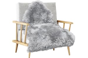 MH MYLUNE HOME Lammfell Teppich Schaffell Echt Groß 85cm x 50cm Schafsfelle Weiche Flauschige Decke Sitzfell Bett Vorleger oder Matte für Wohnzimmer Stuhl Sofa