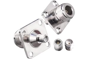 TUOLNK 2 Piezas N Hembra a SMA Hembra Montaje en Panel de 4 Orificios Conector de 17,5 mm Conector SMA Tipo de chasis Adaptador coaxial N a SMA Adaptador de Brida de 4 Orificios