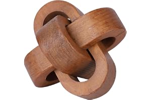 Wood Knot Decor 3-Link – Hand-Carved Wooden Chain Link for Coffee Table, Shelf, Bookshelf – Rustic Farmhouse Boho Home Decoration