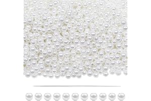 TOAOB THE ONE AND ONLY BABY TOAOB 1000pcs Perles Blanche pour Bracelets Perles de Nacrées de Plastique Rondes 4mm avec Aiguilles Perlées pour DIY Artisanat Colliers Bracelets Boucles D'oreilles Fabrication de Bijoux