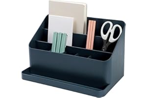 BLUE GINKGO Large Desk Organizer - Office Organization | Stationery, Craft Organizer, Pencil Holder, Pen Holder for Desk | Office Desk Accessories (Made in Korea) - Prussian Blue