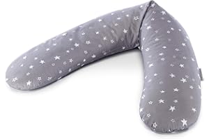 Theraline Das Original Schwangerschaftskissen & Stillkissen 190cm – Seitenschläferkissen Stillkissen Perlen – inkl Stillkissenbezug Sternenhimmel