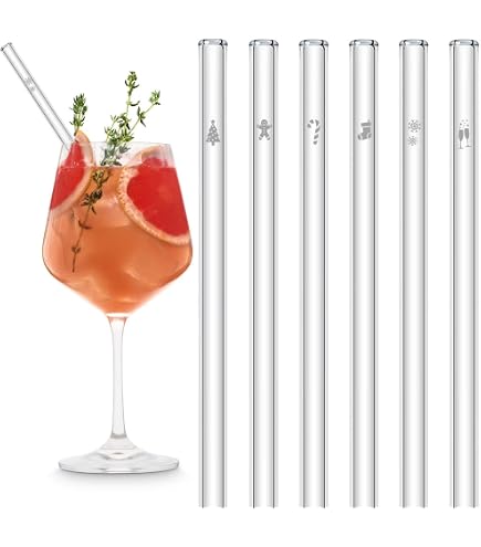 Cannucce In Vetro Riutilizzabili Con Farfalla, 6 Pezzi, Piegate, Per Cocktail E Bevande, Con Spazzola Di Pulizia