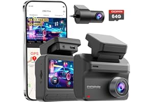 DDPAI Dashcam, 4K+1080P Cámara Coche Grabadora con Tarjeta de 64 GB, Visión Nocturna AI-ISP, 5GHz Wi-Fi 6, GPS, 4G LTE Compatible, Modo Estacionamiento 48H, Pantalla IPS de 3'', Sensor G, Z50 Pro