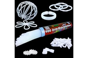 NEON FUN 100 weiße Arm-Knicklichter Set - inkl. 100 TopFlex Verbinder, 3fach & 2 Kreisverbinder | Lange Leuchtdauer für Party, Basteln & Events, Menge:1 Rolle