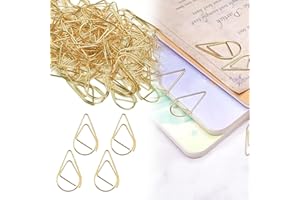 BOTUK 150PCS Durable Golden Paper Clips Holds Your Paper Securely Water Metal Drop Paper Clips Prevent Losing Important Files for Office School Document Organizing Memo Poster Photo(15 x 25mm)