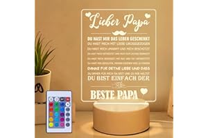 ‎WEEYIN Vatertagsgeschenke für Papa, Papa Geschenk Geburtstag, Geschenkideen für Papa, Acryl LED 3D Nachtlicht mit Runde Basis Personalisierte Geschenke Papa,Vatertagsgeschenk für Papa von Tochter Sohn