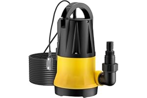 Wiltec Pompe immergée avec capteur de niveau d’eau – 400 W, 7300 l/h – Refoulement max. 7,5 m, profondeur max. 7 m – Thermorégulateur – Pompe submersible Eau propre