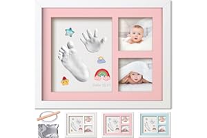 CRENZE Baby Hand and Footprint Kit, Personalised Baby Gift for Newborn Girls and Boys, Keepsake Baby Shower Gifts for New Parents, Infant Milestone Photo Frame Registry and Nursery Decor