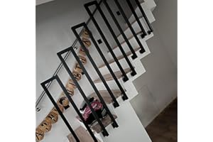 COZYKIMO Barandilla en forma de U exterior, pasamanos negro, barandilla de hierro para interiores, pasamanos para escaleras,barandilla escalera u, pasamanos modernos nórdicos en (Negro a, 100cm)