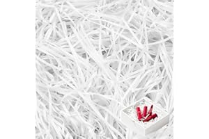 jwtyu 500g Papier Déchiqueté Blanc Papier Dechire Pour Colis Remplissage Decoratif Paille Pour Panier Garni Raffia Remplissage Approprié Garnir Les Boîtes et Paniers Cadeaux