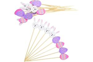 AWCIGG® 100 Pezzi Stuzzicadenti da Cocktail con Coniglietto di Uova di Pasqua, Stecchini per Aperitivo, Bastoncini da Cocktail Pasqua, Decorazioni per Cibi e Bevande per Feste di Pasqua