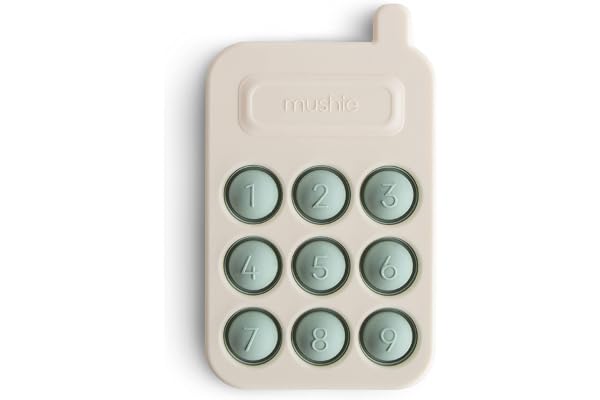 mushie Jouet Presse Téléphone pour Bébé | Aide à la Motricité | Plastique 100% Non Toxique, sans BPA | Accessoires pour Jeunes Enfants | Durable & Haute Qualité | Cambridge Blue