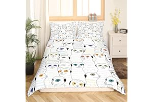 Homemissing Children's Meerkat Bed Linen Set 135 x 200 cm for Boys Girls Cartoon Wild Animal Bed Set Cute Southern Africa Mongoose Duvet Cover Set Children's Bedroom Decor Collection