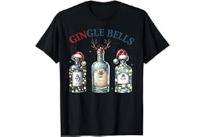LUSTIGE WEIHNACHTSKOSTÜME UND WEIHNACHTSGESCHENKE Christmas Gin Bottles with Christmas Hat Funny Gin T-Shirt, black