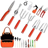 GIOVARA 22 Pieces Gardening Tools Set with Carry Bag Including Mini Transplanting Tools, Bonsai Tools, and Gardening Hand Too