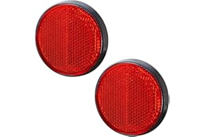 AGRISHOP 2Piezas Catadioptrico Moto Homologado E4 Redondo Rojo Pegado Adhesivo, Catadrioptico Caravana,Φ60mm Reflectante Reflectores Catadioptrico para Bicicleta Coche(Redondo-Rojo-2Piezas)