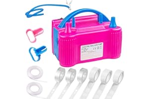 YAAVAAW Electric Balloon Air Pump Kit,600W Balloon Inflator Electric Pump with UK Plug Dual Nozzle Inflator Blower Portable Pump and Balloon Garland Accessories for Party,Birthday,Wedding,Festival Decoration