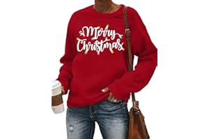 Qskall Christmas Sweatshirt for Women Merry Christmas Long Sleeve T Shirt Xmas Lights Tee Tops