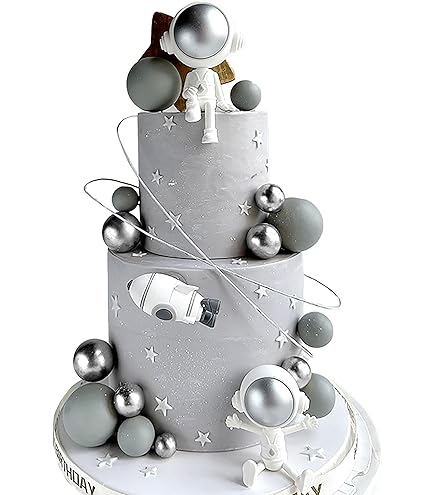 Topper Per Torta Rocket Spaziale - Decorazione Glitterata Argento Per 1° Compleanno, Tema Celestiale - Foto 8