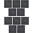 Black Marble Effect 30x30x2.5cm Square Stomp Stone – Pack of 10 Slates - Garden Path/Walkway Tiles– Easy Install - Hard Wearing (10)