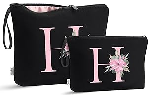 Vavabox Kulturbeutel-Set, Geburtstagsgeschenke für Frauen, Reise-Kulturbeutel mit Griff, 2-teilig, Schwarz, H