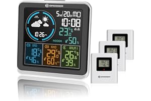 Bresser Station météo sans fil avec capteur extérieur Quadro Individio avec 4 points de mesure différents, 3 capteurs extérieurs pour la température et l'humidité de l'air