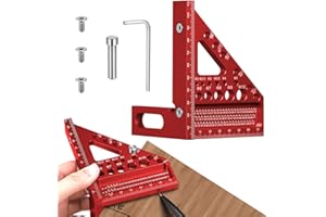 AUOQZ 3D Speed Square Tools 22.5-90° Aluminum Alloy Combination Set Square Carpentry Metric Woodworking Angle Measurement Tool with 11 Different Drill Holes And Positioning Aid