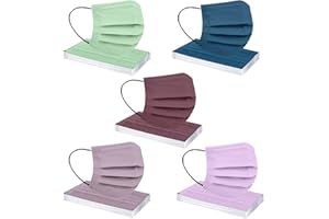 NCQIFEI 50 Pièces Adulte Jetable Protection Faciale 3 Couches Visage Tissu Impression Noir Blanc Couleur Non-tissé Bandeaux Femme et Hommes Confortable Anti-Poussière Respirable écharpe (A03)