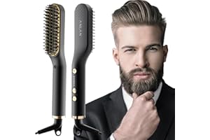 ‎ANLAN ANLAN , 2 in 1 Bartglätter für Männer und Mini Haarglätter, 5-Stufen Temperatur(120-200℃), 30er Schnell Beheizte, Ionischer Hair Beard Straightener Brush für Das Styling Von Bart und Haar