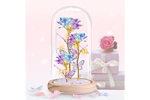 BOLEi Geschenk für Frauen, Ewige Rose im Glas mit LED Licht, Geschenk für Mama, Geburtstagsgeschenk für Frauen, Muttertag Geburtstag Valentinstag Jahrestag Ewige Rose für Mama, Oma, Schwester, Frau