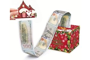 OUMAIFENG Merry Christmas Surprise Money Box for Cash Gift Pull, Surprise Money Gift Boxes for Cash, DIY Funny Surprise Cash Box Holder with 24PCS Transparent Bags for Women Men Girls Boys Mom Dad Friend