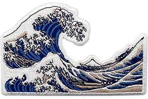 ZEGIN Toppa ricamata da applicare con ferro da stiro o cucitura, tema: Grande onda al largo di Kanagawa