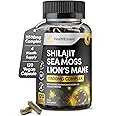 Sea Moss Shilajit Lion Mane 3 in One, with Added Ashwagandha and Black Pepper, 11500mg Superfood Blend for Vitality & Immunity, Energy and Brain Health - 120 Vegan Capsules by HealthEssent