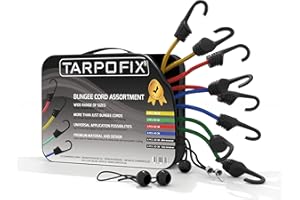 TARPOFIX Haubans tendeurs Contifix dans de nombreuses tailles - Kit universel de 25 piècesFilet à bagages et haubans tendeurs - Tendeurs très forts en caoutchouc, avec crochet pour vélo, moto et voiture.