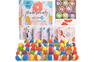 PICKMORA 48 Natural & Organic Bath Bombs for Women and Kids, Rich in Essential Oils, Relaxation and Stress Relief, BathBombs Gift Set for Mothers Day, Easter & Birthday