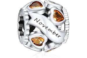 NINGAN Gennaio-dicembre Pietra natale in argento sterling 925 Perline vuote in oro rosa e argento Adatto per braccialetti da donna