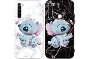 OMYZO [2 pezzi] Cover per Xiaomi Redmi Note 8T 6,3",Cute Stitch Cartone Animato Anime Disegni Case Morbide Silicone Protettivo Opaco TPU Bumper Ultra Sottile Antiurto Custodia per Redmi Note 8T