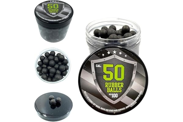 100 x Premium Quality Hard Rubber Balls Paintballs Reballs 50 Cal. HDR50 T4E Paintball Shooting Self Defense Billes Calibre .50 - Caoutchouc