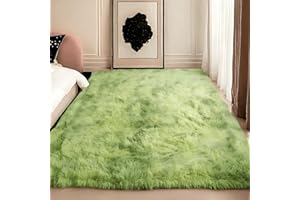linyingdian Tappeto peloso morbido e antiscivolo da sala da pranzo e da camera da letto tappeto sfumato (verde, 80x120cm)
