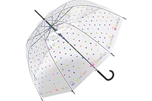 UNITED COLORS OF BENETTON Benetton - Paraguas automático transparente, Signature Dot, 105 cm, Diseño de pantalla de campana