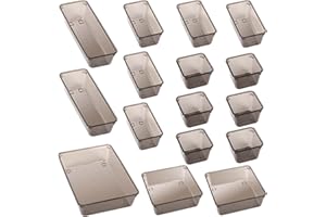 Royouzi 16 organizerów do szuflad, z 5 rozmiarami, antypoślizgowy, organizer do szuflady, do kuchni, łazienki, sypialni, komody biurowej.